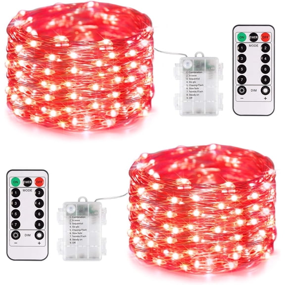2 Pack Blue Fairy Lights Battery Operated, Total 400 LED 132ft Christmas Twinkle Fairy Lights with Remote, 8 Modes Blue String Lights for Christmas Tree Bedroom Wreath Fireplace Decor