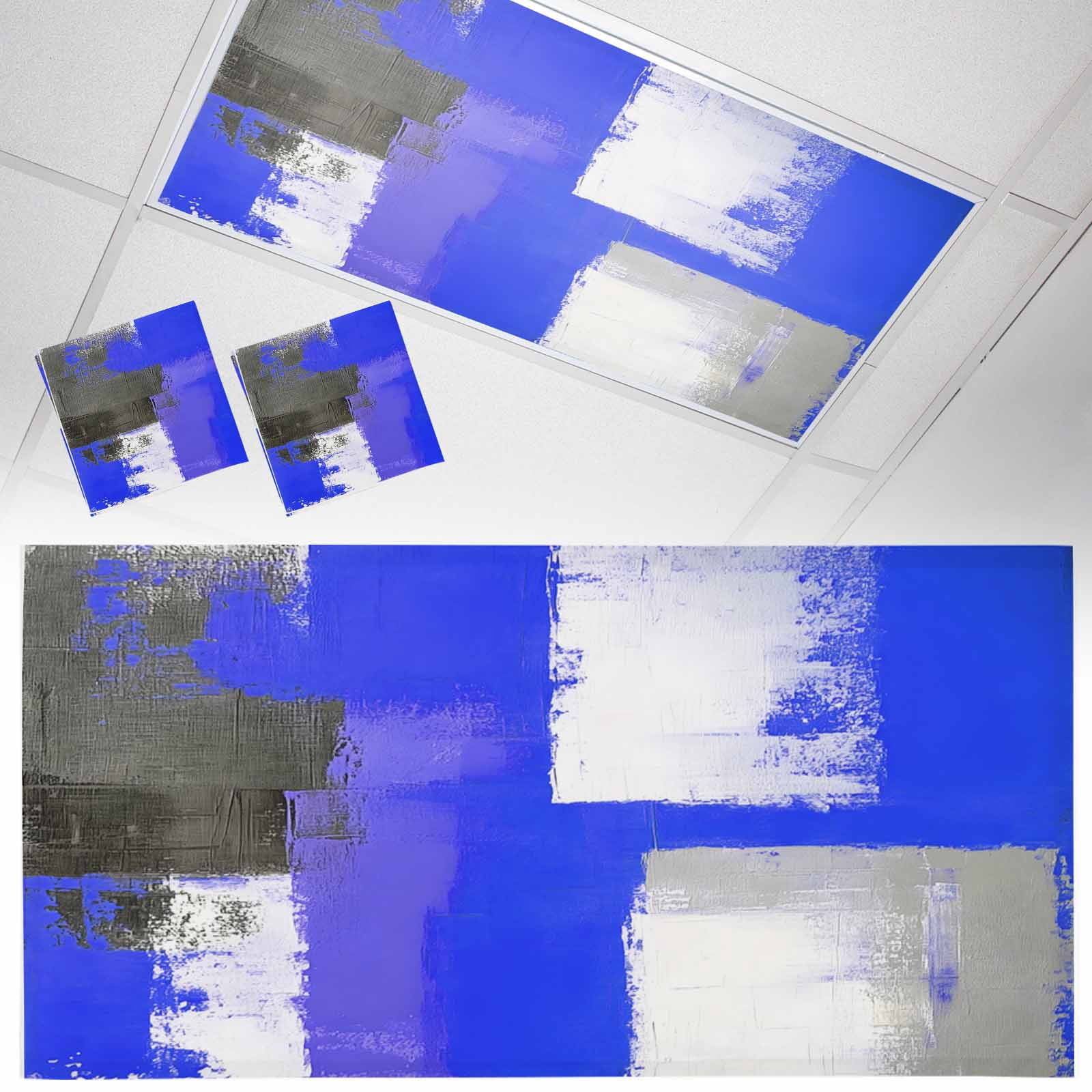 2 Pack Blue Gray Fluorescent Light Covers for Ceiling Lights Graffiti ...