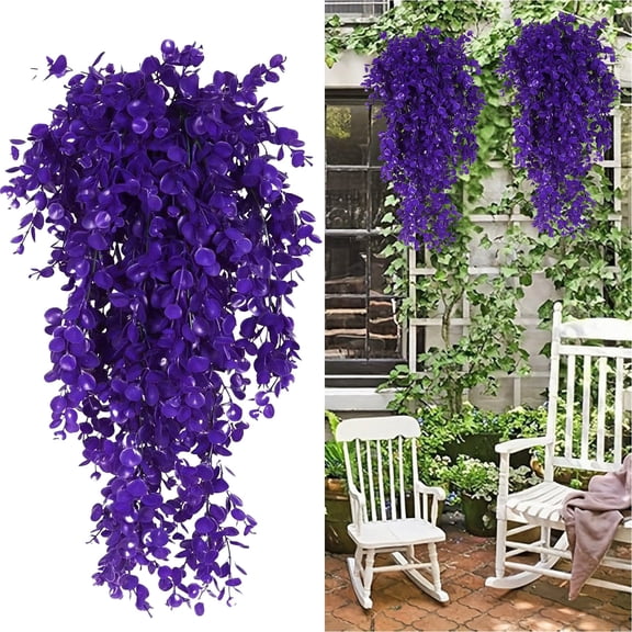 2 Pack Blue Halloween Artificial Vines Faux Hanging Plant for Indoor Outdoor Home Decor