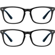 2 Pack Blue Light Blocking Glasses - Computer Game Glasses Square Eyeglasses Frame, Blue Light Blocker Glasses for Women or Men