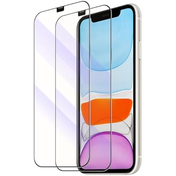 2-Pack Blue Light Tempered Glass Screen Protector for iPhone 11 Anti-Blue Light Tempered Glass, Eye Protection, 9H Scratch Resistant, Easy Installation
