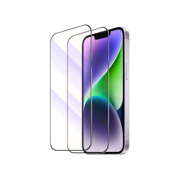 2-Pack Blue Light Tempered Glass Screen Protector for iPhone 14 Plus Anti-Blue Light Tempered Glass, Eye Protection, 9H Scratch Resistant, Easy Installation