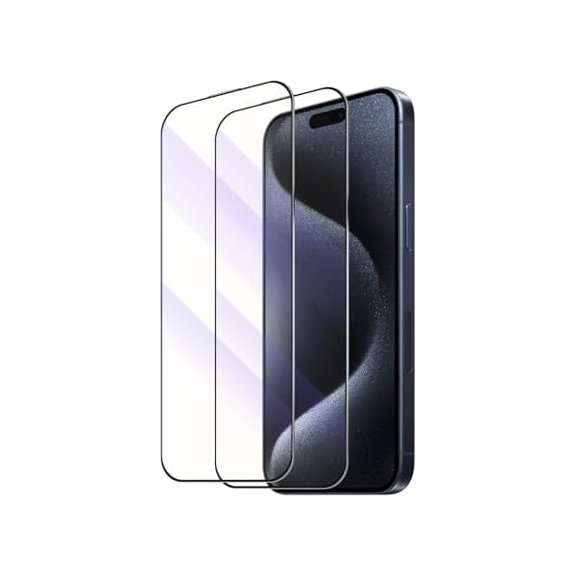 2-Pack Blue Light Tempered Glass Screen Protector for iPhone 15 Pro  Anti-Blue Light Tempered Glass, Eye Protection, 9H Scratch Resistant, Easy Installation