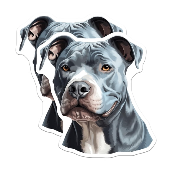 (2 Pack) Blue Pitbull Stickers - American Pit Bull Terrier Art - Dog Mom Dad Owner Pet Decals - Canine Companion Decal - 5" On Longest Side - Sticks to Smooth Flat Surfaces - Made in USA - BMCS26496