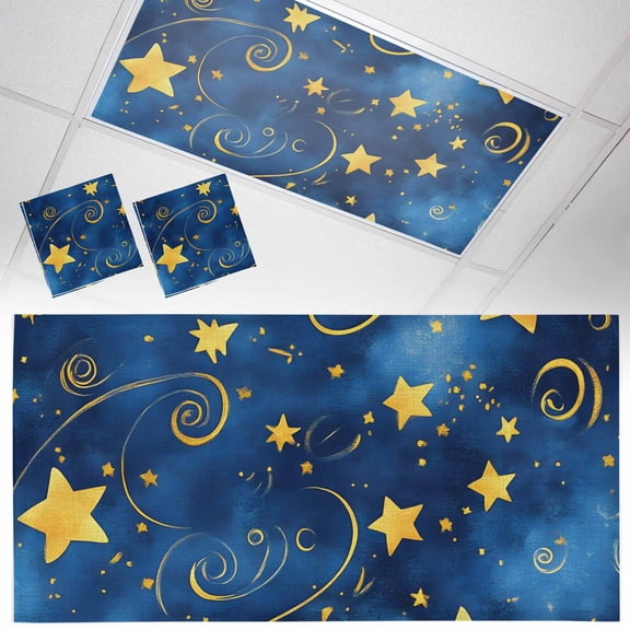 2 Pack Blue Starry Sky Fluorescent Light Covers for Ceiling Lights Star Galaxy Fantasy Romantic Magnetic Ceiling Light Covers Overhead Light Filters for Office Classroom Home