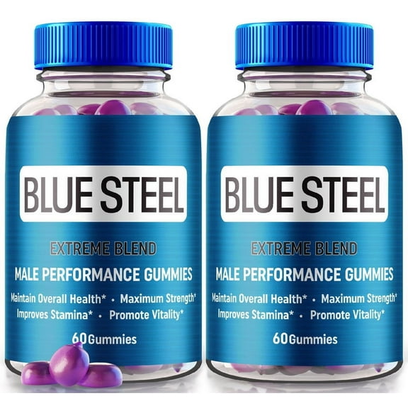 (2 Pack) Blue Steel Gummies, Daily Nutrition to Boost Confidence and Overall Health, All Natural Supplement to Support Maximum Performance, Extra Strength Gummy s, BlueSteel Reviews (120 Gummies)