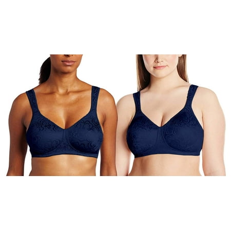 Playtex Women`s 18 Hour Ultimate Lift & Support Wirefree Bra,4745,44C (Pack of 2) 2 Blue Velvet