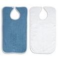 thumbnail image 1 of 2-Pack - Blue & White Option - 100% Cotton Reusable Terry Adult Bib - Patient Bib (1 Blue & 1 White), 1 of 1