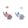 2 Pack Blue and Pink Balloon Lucky Elephant Cake Toppers Resin Figurine