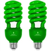 2 Pack BlueX CFL Green Light Bulb 24W - 100-Watt Equivalent - E26 Spiral Replacement Bulbs - Green Bulb Decorative Illumination - for Indoor or Outdoor - DJ, Colored Bulbs CFL, Party, Halloween Bulbs