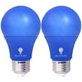 thumbnail image 1 of 2 Pack BlueX LED A19 Light Bulb - 9W (60Watt Equivalent) - E26 Base Blue LED Blue Bulb, Party Decoration, Porch, Home Lighting, Holiday Lighting, Decorative Illumination (Blue), 1 of 6