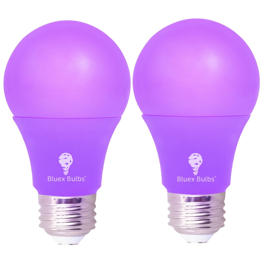 BlueX LED A19 Purple Light Bulb 2 Pack - 9W, E26 Base, Indoor