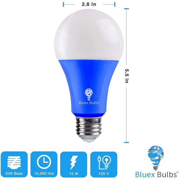 2 Pack BlueX LED A21 Blue Light Bulbs - 15W (120Watt Equivalent) - E26 Base Blue LED Bulb, Party Decoration, Porch, Home Lighting, Holiday Lighting, Decorative Illumination