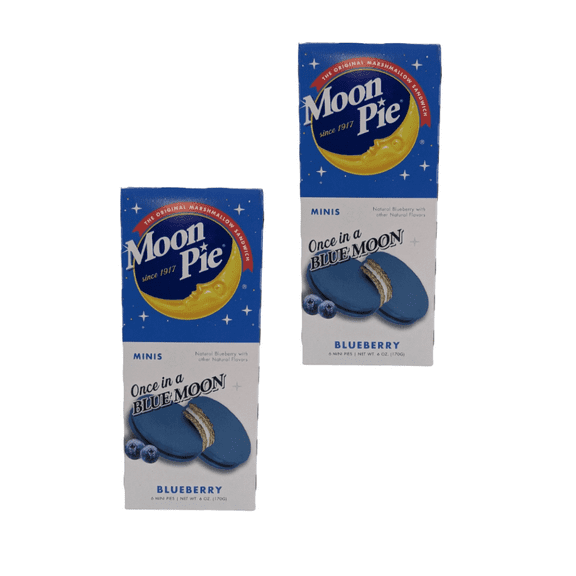 2 Pack Blueberry Moon Pies Mini Sandwich Delicious Snack Covered Graham Crackers Total of 12 Ct