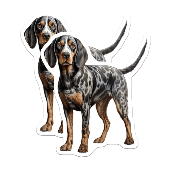 (2 Pack) Bluetick Coonhound Stickers - Hound Dog Owner Decal - Dog Mom Canine Artwork - 5" On Longest Side - Sticks to Smooth Flat Surfaces - Made in USA - BMCS28155
