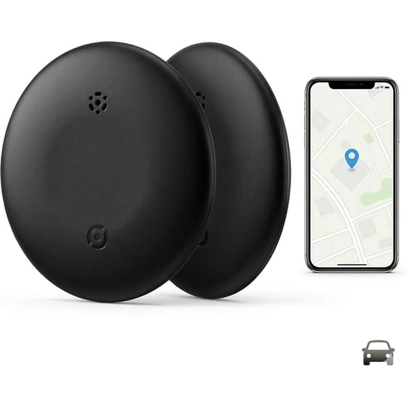 2-Pack Bluetooth Item Finder | Keys Luggage Wallet Locator for iOS & Android | No GPS, Shows Last Known Location | No Monthly Fee | IP67 Waterproof | 1-Year Battery (Black)