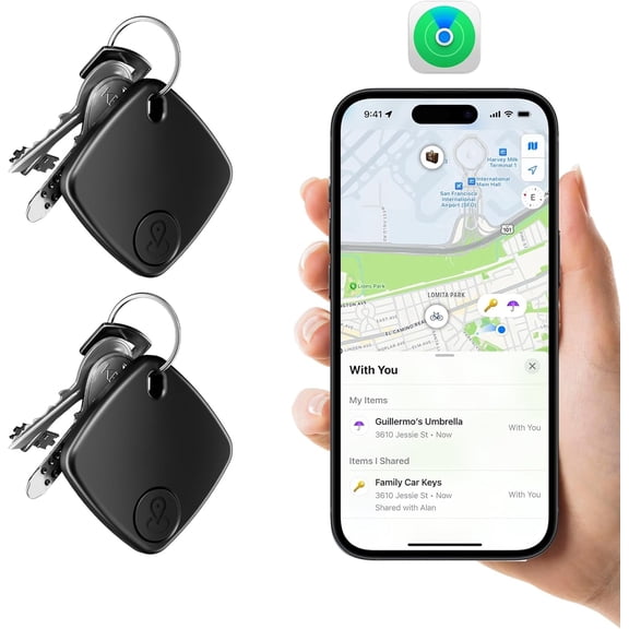 2 Pack Bluetooth Tracker Works with Apple Find My, Key Finder Locator with Sound, Anti-Lost Device for Wallet Keys iPhone, GPS Tracking Device for Kids Pets Luggage