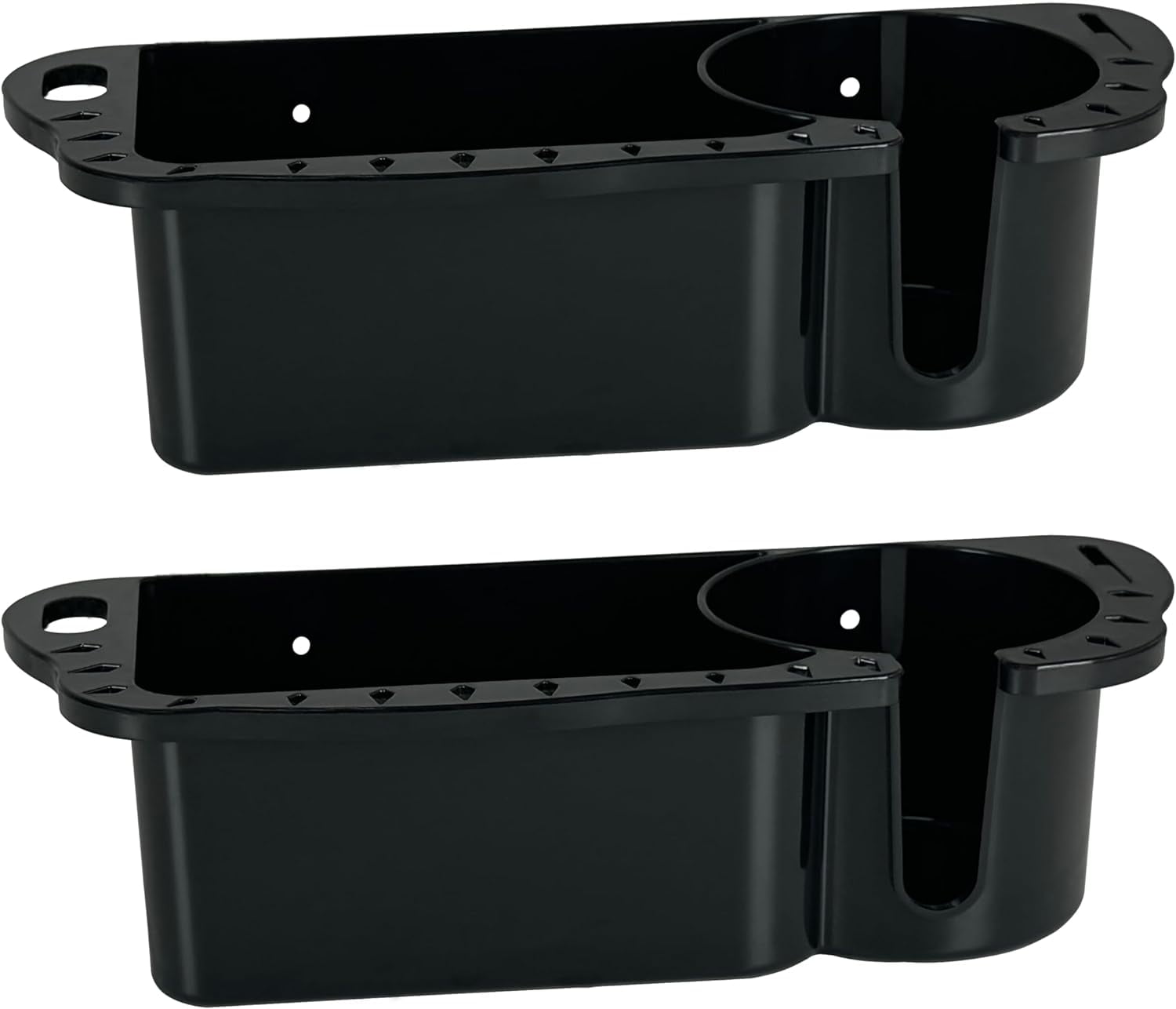 2 Pack Boat Caddy Organizer Marine Cup Holder Universal Fit for Bass Boat Kayak Pontoon Jon Boat Fishing Cabin Storage (2Pack-Black)