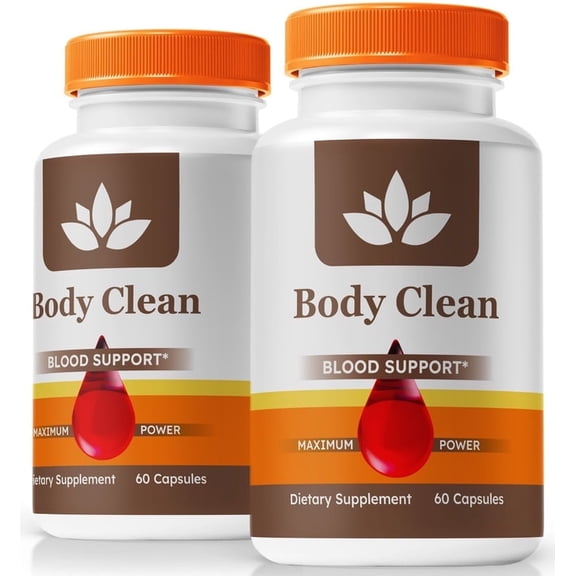 (2 Pack) Body Clean Blood Support Capsules - Official BodyClean Pills to Maintain Overall Health, All Natural Blood Formula For Healthy and Stable Levels, Body Cleanse Review (120 Capsules)