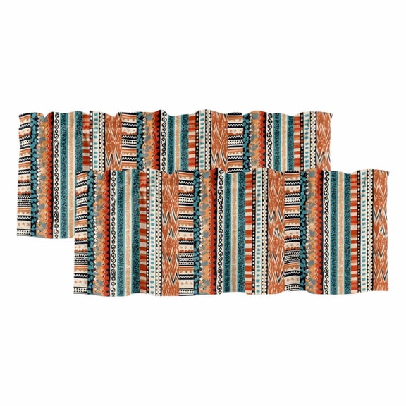 2 Pack Bohemian Patterns Valance for Window Retro Seamless Stitching Kitchen Valance Rod Pocket Short Curtain Topper Decorative Window Treatment for Living Room Bedroom 42"x12"