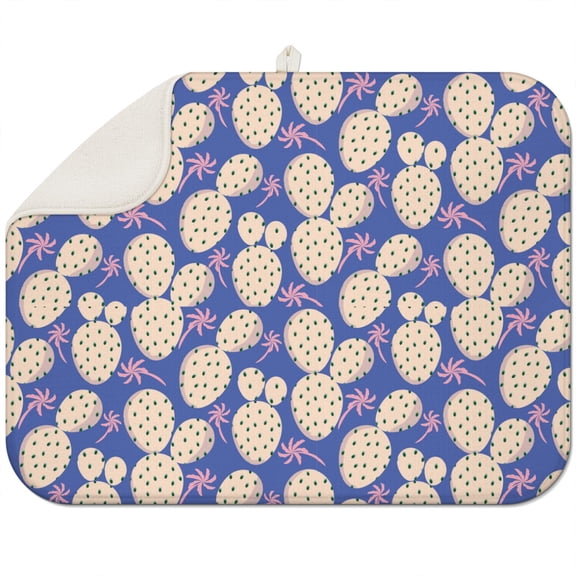 2 Pack Boho Cactus Printed Drying Mats Foldable Dish Drying Pad, Reusable & Eco-Friendly (Aesthetic Cactus)