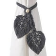 thumbnail image 1 of 2 Pack Boho Curtain Tiebacks,Hand Knitting Cotton Curtain Holdbacks with Adjustable Natural Wooden Bead,Double Leaves Farmhouse Theme Curtain Tie Backs, for Indoor Outdoor Drapes Decorative,(Grey), 1 of 7