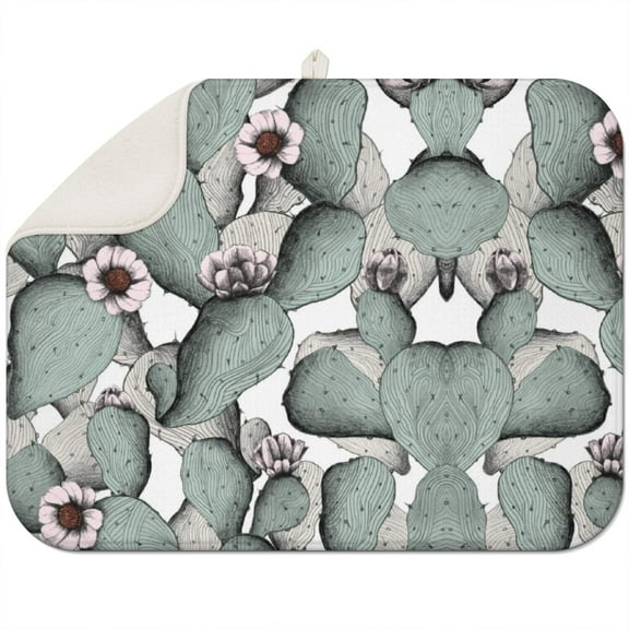 2 Pack Boho Desert Cactus Drying Mats Super Absorbent Microfiber, Foldable (Aesthetic Succulent)