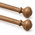 2 Pack Boho Rustic Adjustable Wood Curtain Rod 32-60 Inch - Walmart.com