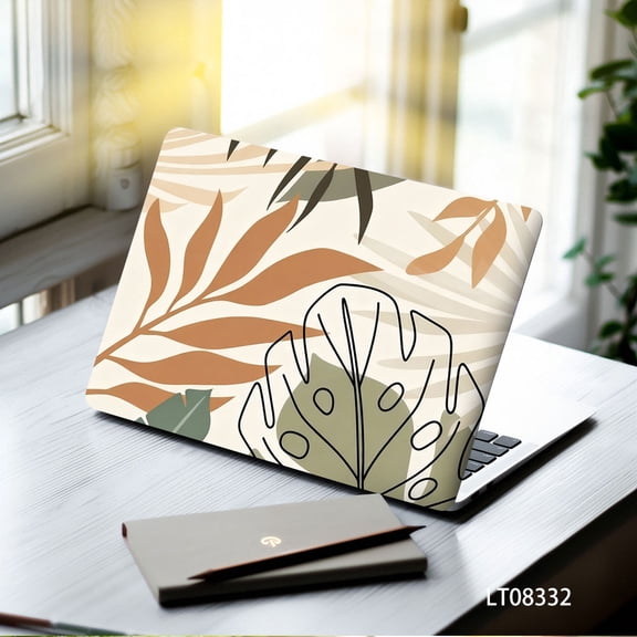 2-Pack Boho Tropical Leaves Laptop Skin Stickers, 27.5x38.3cm PVC Material, Cut-to-Fit, Scratch-Resistant & Residue-Free, Universal Fit for 13-17 Inch MacBook, Dell, HP & More