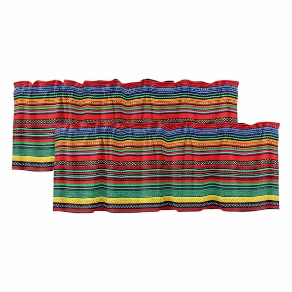2 Pack Boho Valance for Window Bohemian Colorful Stripes Retro Abstract Rainbow Kitchen Valance Rod Pocket Short Curtain Topper Decorative Window Treatment for Living Room Bedroom 42"x12"