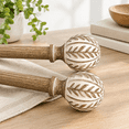 2 Pack Boho Weathered Wood Curtain Rods For Windows 72 To 144 Inch 1 ...