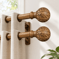 2 Pack Boho Wood Curtain Rods For Windows 28 To 48 Inch 1