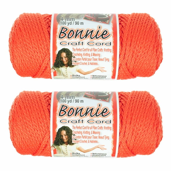 2 Pack Bonnie Macrame Cord - 4mm - 100 yd Lengths - Various Colors