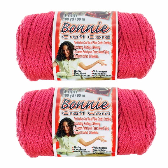 2 Pack Bonnie Macrame Cord - 4mm - 100 yd Lengths - Various Colors