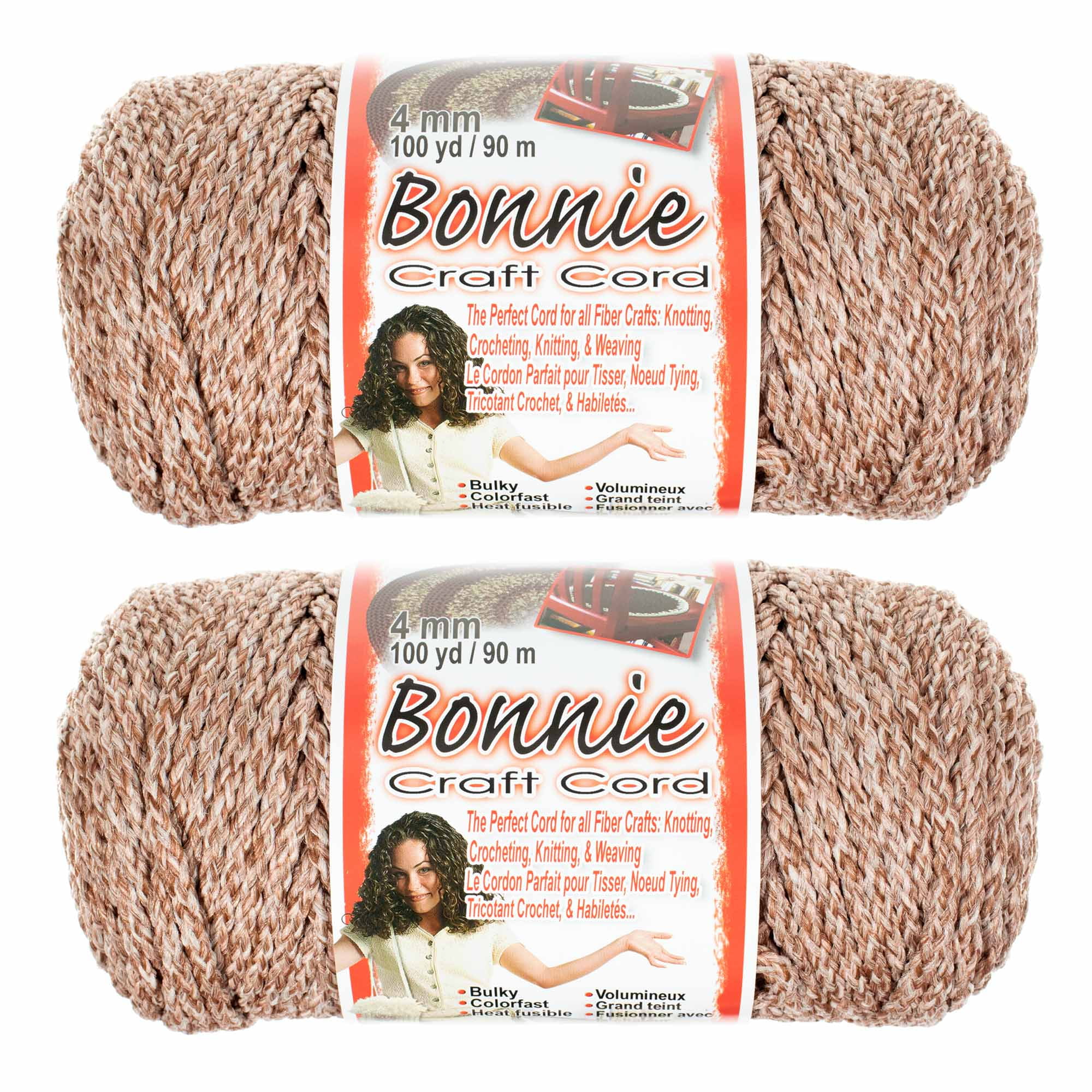 2 Pack Bonnie Macrame Cord - 4mm - 100 yd Lengths - Various Colors