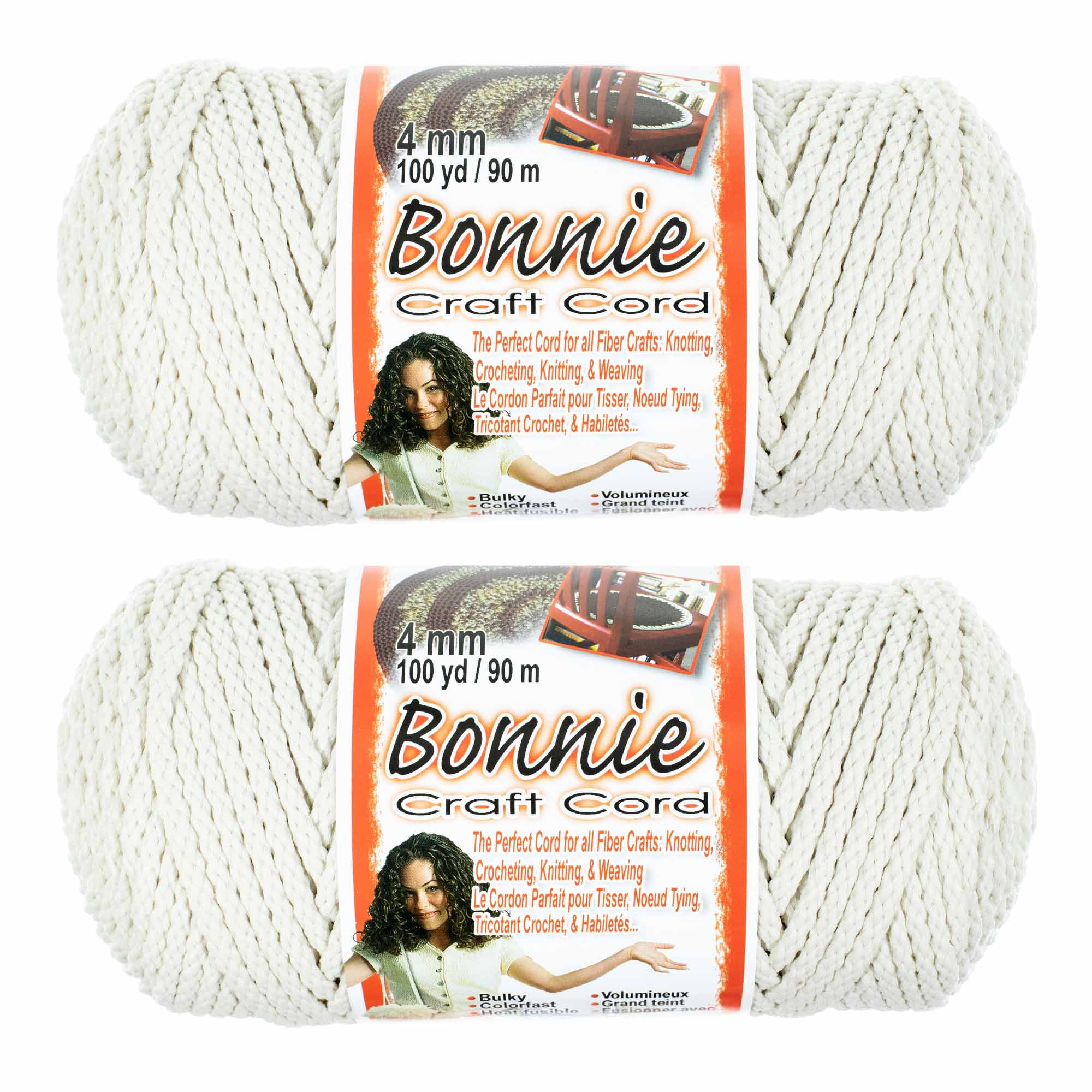 2 Pack Bonnie Macrame Cord - 4mm - 100 yd Lengths - Various Colors
