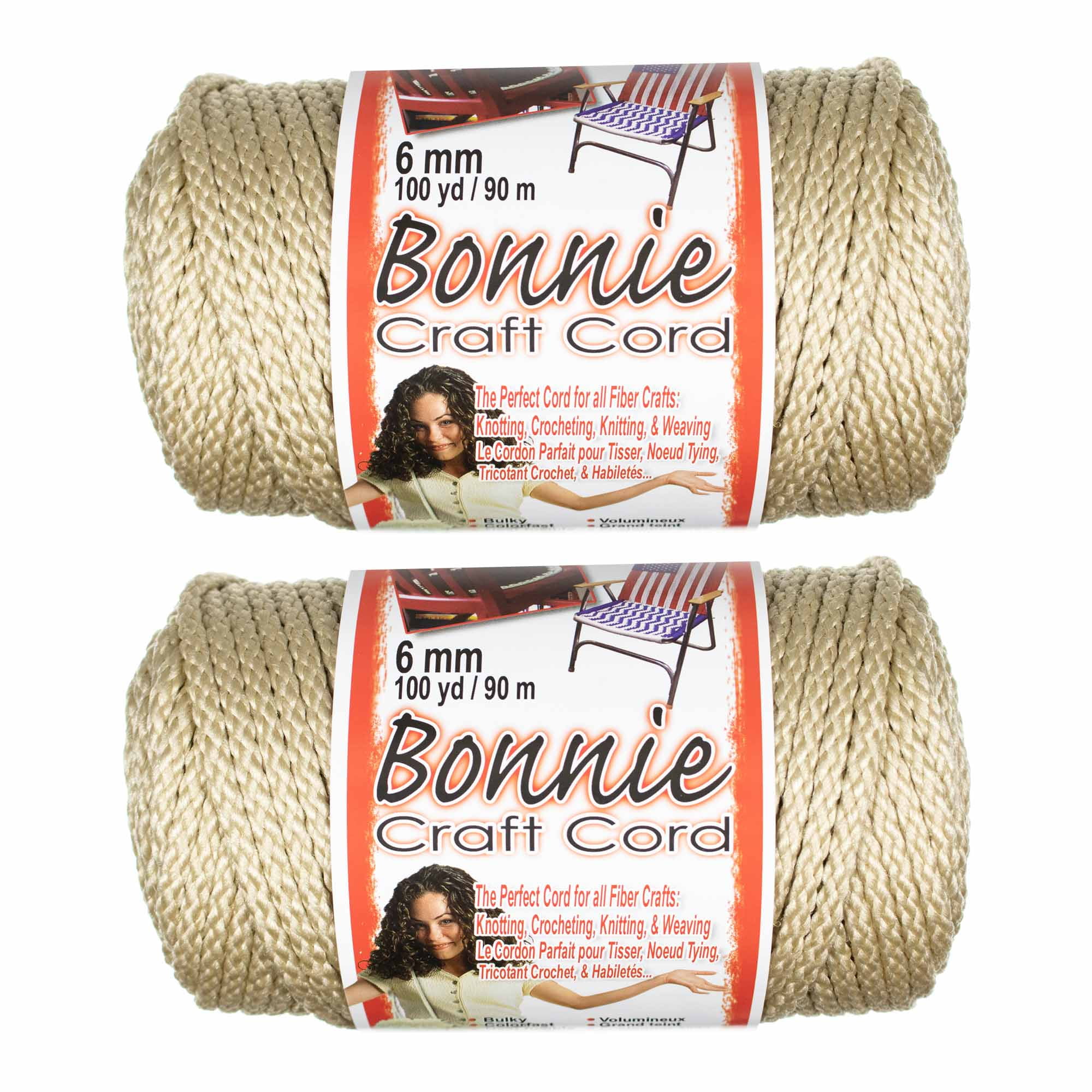 2 Pack Bonnie Macrame Cord - 6mm - 100 yd Lengths - Various Colors