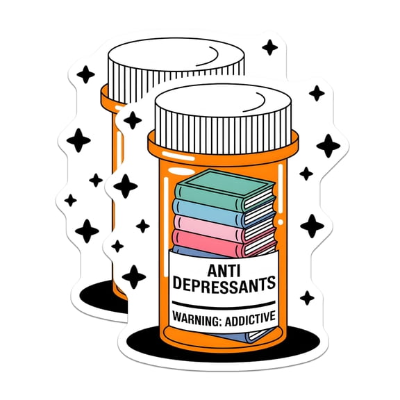 (2 Pack) Book Lover Antidepressant Magnets - Reading Therapy Decor - Bookish Mental Health Humor - Bibliophile Accessory - 5 Inches On Longest Side - Thick Durable Magnet - Made in USA - MAG22687