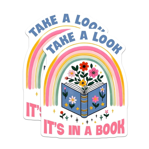 (2 Pack) Book Rainbow Magnets - Floral Reading Decor - Bookworm Refrigerator Magnets - 5" On Longest Side - Premium Magnet - for Cars, Refrigerators, Toolboxes, Lockers - Made in USA - MAG14154