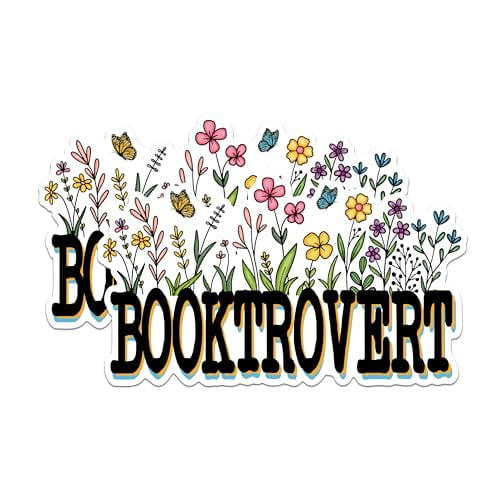 (2 Pack) Booktrovert Magnets - Book Lover Magnets - Floral Bookworm Magnets- 5" On Longest Side - for Fridges, Toolboxes, Cars - Made in USA - MAG2866