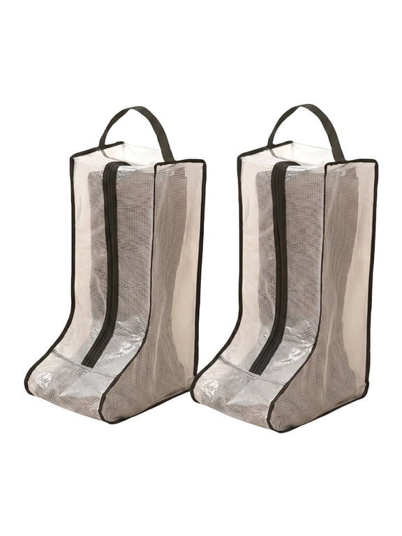 2 pack Boot Bags for Cowboy Boots, Black Edge Portable Travel Protector Organizer