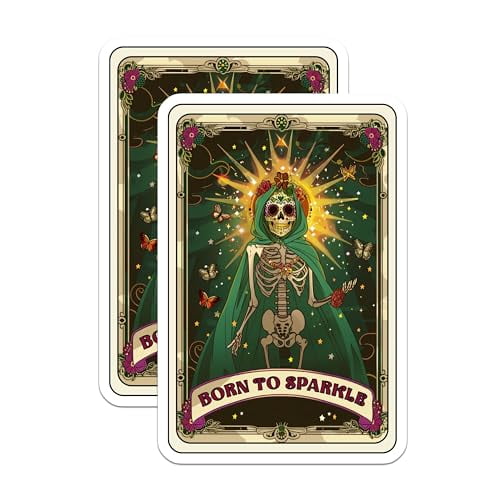 (2 Pack) Born to Sparkle Magnets - Skull Art Magnet - Unique Skeleton D????cor - 5" On Longest Side - for Cars, Fridges, Toolboxes - Made in USA - MAG3928