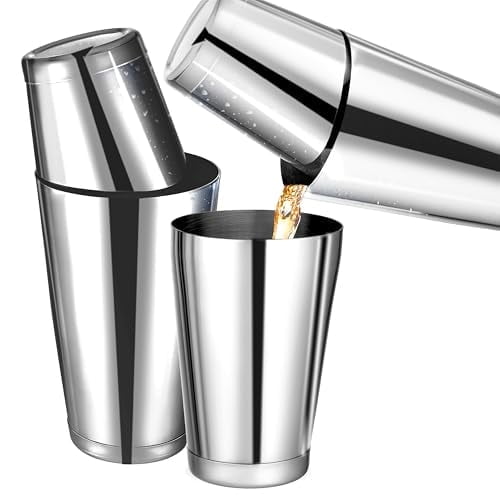 (2 Pack) Boston Cocktail Shaker, Drink Mixing Set (18oz & 24oz) Weighted Stainless Steel Shaker Tins, Cocktail & Martini Mixed Drink Shakers, Essential & Professional Bar Tools For Bartending