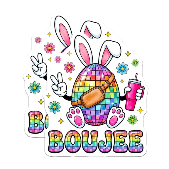 (2 Pack) Boujee Disco Bunny Magnets - Funky Rabbit Refrigerator Decor - Festive Spring Vibes Accessory - 5 Inches On Longest Side - Thick Durable Magnet - Made in USA - MAG24996
