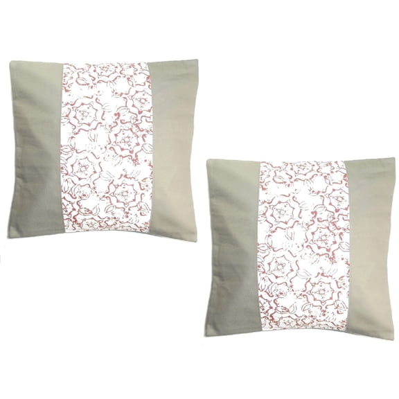 2 Pack Bouquet Floral Decorative Print (18"X18") Two-Tone Square Throw Pillow Cushion Cover Cases For Sofa & Bed Home