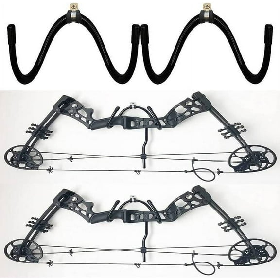 2 Pack Bow Wall Storage Display Rack Bow Hanger Hooks Wall Holder Wall Mount Storage and Display Your Bow, no Scratches - Hold up to 20 Lbs - Hold 2 Bow - No Bow