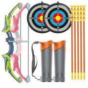 2 Pack Bow and Arrow Toy Set for Kids Boys Girs with Target&Quiver, Archery Targets Outdoor Toys for Toddlers 3+