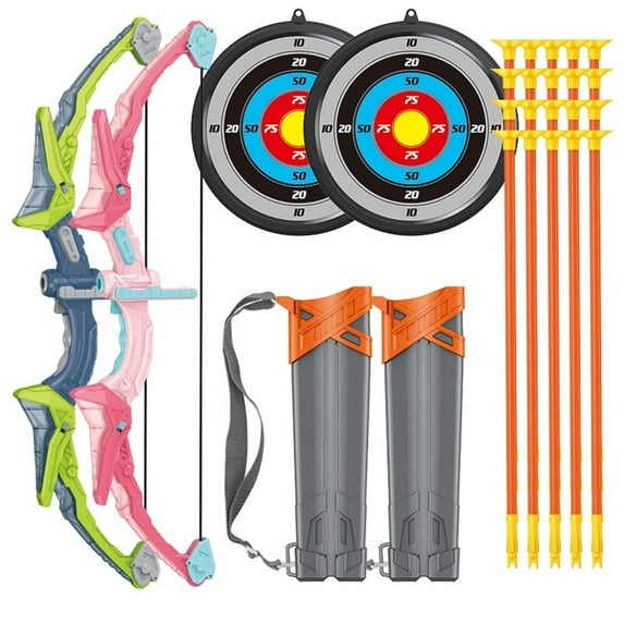 2 Pack Bow and Arrow Toy Set for Kids Boys Girs with Target&Quiver, Archery Targets Outdoor Toys for Toddlers 3+