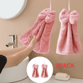 thumbnail image 1 of 2 Pack Bowknot Hanging Hand Dry Towels, Microfiber Hand Towels, Absorbent Super Soft Cute Hand Towels for Kitchen Bathroom Home Decor, 1 of 6