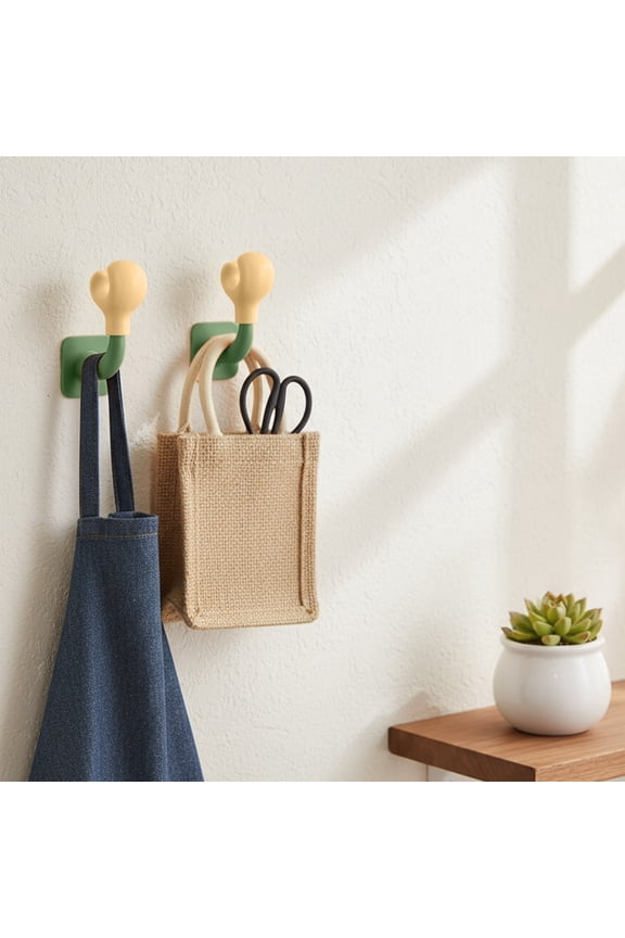 2 Pack Boxing Glove Hooks - Adhesive Free Wall Hooks for Hanging Keys, Hats, Towels, Bags, Scarf, Small Decorative Tissue Box Trash Can Holder, No Drilling, Plastic (Green, Orange, White, Blue)